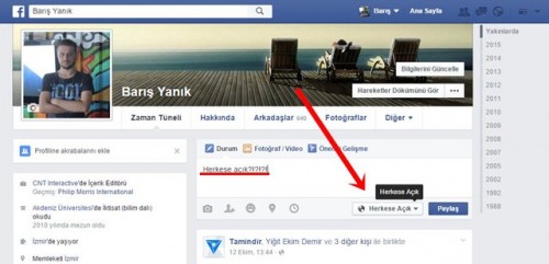 Facebook herkese acik paylasim yapma 3