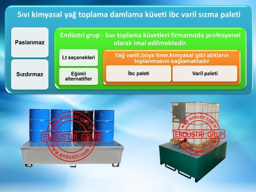 Sıvı toplama küveti,Kimyasal toplama paleti,Varil toplama paleti,Varil altlığı stoklama küveti,Varil stoklama paleti,Yağ toplama tavası,Yağ toplama kabı,Varil taşma teknesi,Döküntü ,yağ toplama küveti,Akaryakıt tankı taşma havuzu,Kimyasal,taşma havuzu,Kimyasal tank taşma havuzu,Yağ toplama küveti,Mekanik atık yağ toplama kabı,Atık yağ boşatma tankı,Yağ boşaltım tavası,Yağ toplama makinası,Yağ boşaltma tankları fiyatı,Varil taşıma ve stoklama istasyonları,Varil altı çevreleme paleti,Varil stoklama paleti fiyatları,Hazneli varil taşıma paleti,Varil istifleme sınırlama paleti,Plastik varil bidon paletleri,Küçük kimyasal bidon dolabı,Varil taşıma aparatı imalatı,Emniyetli varil kaldırma aparatı,Sızdırmaz atık sıvı toplama küvetleri,Galvaniz hazneli düz metal paletler,Döküntü muhafazalı varil arabası,Dökünü,çevreleme güvenlik kapları,Paslanmaz çelik taşma havuzları,Raf için taban küveti ızgarası,Varil rafı istifleme stoklama iskeleti,Varil boşatma aparatı,Çelik toplama retansiyon küveti,Motor karteri yağ toplama kabı,Izgaralı taşma kabı arabası,Kaçak sızıntı akıntı durdurma tavası,Tiner kutuları tenekesi damlama paleti,Solvent mürekkep toplama tavaları,Taşma paletli tehlikeli kimyasal dolapları,Varil için atık sıvı toplama küveti,İkili blok yapı sıvı toplama küveti,Dolum alanları için toplama küvetleri,Akülü forklift akü suyu sızıntı tavası,Toplama ve ikincil kaplar,Laboratuvar numune karıştırma tepsisi,Paslanmaz eczacılık tepsisi,Laboratuvar tüpleri tavaları,Ibc tankı toplama paleti,Ibc tankı stoklama küveti,Yağ toplama küveti,Tehlikeli kimyasal akıntı toplama küveti,Kimyasal döküntü toplama küveti,Tekerlekli varil taşıma paleti,Galvaniz paslanmaz çelik varil paleti,Varil zemin paletleri,Asit bidonu toplama tavası,Varil çelik paleti imalatı,Yağ atık tankı paleti,Kimyasal taşıma kapları,Asit sıçrama saçılma önleme paleti,Asit tavası karteri üretimi,Varil altı toplama küveti ,Taşma kabı karterleri,Taşma karter küveti Krom nikel taşma paleti tepsisi,Kimyasal taşırma kapları,Universal düz damlama paleti,Tekerlekli varil taşıma paleti,Varil iş güvenliği paleti,Döküntü toplama paletleri İstiflenebilir döküntü toplama paleti,Kimyasal çevre koruma küvetleri,Tehlikeli kimyasal toplama küveti,Taşma havuzu tepsileri,Varil depolamak için kaldırma aparatları Varil kaldırma makinası,İkincil sınırlama araçları,Hazneli varil döküntü sınırlama paletleri,Serpinti ikincil korumalar Kimyasal plastik bidon dolapları,Sızıntı kaçak durdurucular paletler,Varil yağ dolum istasyonu standları,Varil tipi sızıntı emniyet standı,Kullanılmış atık motor yağı toplama kabı,Üst üste geçmeli varil istifleme rafı,Döküntü önleme ve toplama tavası,Taşma havuzu hesabı yönetmelik,Sızma ve taşma önleyici tava,Taşma altlıklı kimyasal varil ibc dolabı,IBC tankı için sıvı toplama küvetler,Kombine atık sıvı toplama küveti,Trafo yağı sızıntı damlama tavası,Tehlikeli kimyasal toplama tavaları,Tehlikeli kimyasal taşıma arabası,Varil taşıma arabaları,Tank taşma havuzu,varil stoklama istasyonu,Kimyasal toplama teknesi,Yağ toplama tekneleri,Plastik kimyasal toplama küveti,Varil depolama boşaltma çevreleme paleti,Varil taşıma arabaları haznesi,Varil stoklama istasyonları,Yakıt tankı taşma havuzu,Kimyasal taşma kapları,Varil çevirme aparatı,Varil devirme makinası,Atık yağ toplama tankı kabı,Izgaralı küvet platformu,Izgaralı palet haznesi,Ibc tank zemin küveti altlığıIBC tank deposu paleti haznesi,Kimyasal taşma kabı,Asit havuzu platformları,Tekerlekli varil taşıma arabası,Varil taşıma arabaları hazneleri,Sızdırmaz metal küvetler,Raflar için sızdırma çelik sac küveti,Dökülme sınırlama eckleri,Dökülme sızıntı acil müdahale kapları,Tank konteyner için çelik toplama küveti,Varil stoklama için küvetli raf,Kimyasal madde dolapları için taban küvet,Varil ibc sızıntı koruma tavası fiyatları,Tank için atık döküntü yağ toplama paleti,Atık yağ petrol tankı taşma paleti,Mekanik pompalı atık yağ toplama kabı,Paslanmaz çelik kimyasal toplama küveti,Raflar için asılabilir ızgaralı taban küvetleri,Yağ toplama tepsili varil rafları,Döküntü önleme çevreleme kontrol paleti,Boya kutusu tenekeleri stoklama paleti,İstiflenebilir varil toplama küveti,İkili IBC tankı için toplama küveti,Taşma altlıklı varil dolabı