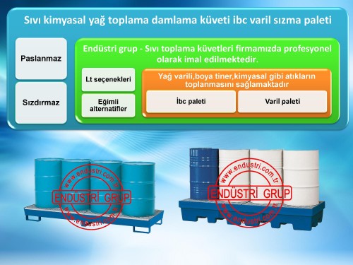 Sıvı toplama küveti,Kimyasal toplama paleti,Varil toplama paleti,Varil altlığı stoklama küveti,Varil stoklama paleti,Yağ toplama tavası,Yağ toplama kabı,Varil taşma teknesi,Döküntü ,yağ toplama küveti,Akaryakıt tankı taşma havuzu,Kimyasal,taşma havuzu,Kimyasal tank taşma havuzu,Yağ toplama küveti,Mekanik atık yağ toplama kabı,Atık yağ boşatma tankı,Yağ boşaltım tavası,Yağ toplama makinası,Yağ boşaltma tankları fiyatı,Varil taşıma ve stoklama istasyonları,Varil altı çevreleme paleti,Varil stoklama paleti fiyatları,Hazneli varil taşıma paleti,Varil istifleme sınırlama paleti,Plastik varil bidon paletleri,Küçük kimyasal bidon dolabı,Varil taşıma aparatı imalatı,Emniyetli varil kaldırma aparatı,Sızdırmaz atık sıvı toplama küvetleri,Galvaniz hazneli düz metal paletler,Döküntü muhafazalı varil arabası,Dökünü,çevreleme güvenlik kapları,Paslanmaz çelik taşma havuzları,Raf için taban küveti ızgarası,Varil rafı istifleme stoklama iskeleti,Varil boşatma aparatı,Çelik toplama retansiyon küveti,Motor karteri yağ toplama kabı,Izgaralı taşma kabı arabası,Kaçak sızıntı akıntı durdurma tavası,Tiner kutuları tenekesi damlama paleti,Solvent mürekkep toplama tavaları,Taşma paletli tehlikeli kimyasal dolapları,Varil için atık sıvı toplama küveti,İkili blok yapı sıvı toplama küveti,Dolum alanları için toplama küvetleri,Akülü forklift akü suyu sızıntı tavası,Toplama ve ikincil kaplar,Laboratuvar numune karıştırma tepsisi,Paslanmaz eczacılık tepsisi,Laboratuvar tüpleri tavaları,Ibc tankı toplama paleti,Ibc tankı stoklama küveti,Yağ toplama küveti,Tehlikeli kimyasal akıntı toplama küveti,Kimyasal döküntü toplama küveti,Tekerlekli varil taşıma paleti,Galvaniz paslanmaz çelik varil paleti,Varil zemin paletleri,Asit bidonu toplama tavası,Varil çelik paleti imalatı,Yağ atık tankı paleti,Kimyasal taşıma kapları,Asit sıçrama saçılma önleme paleti,Asit tavası karteri üretimi,Varil altı toplama küveti ,Taşma kabı karterleri,Taşma karter küveti Krom nikel taşma paleti tepsisi,Kimyasal taşırma kapları,Universal düz damlama paleti,Tekerlekli varil taşıma paleti,Varil iş güvenliği paleti,Döküntü toplama paletleri İstiflenebilir döküntü toplama paleti,Kimyasal çevre koruma küvetleri,Tehlikeli kimyasal toplama küveti,Taşma havuzu tepsileri,Varil depolamak için kaldırma aparatları Varil kaldırma makinası,İkincil sınırlama araçları,Hazneli varil döküntü sınırlama paletleri,Serpinti ikincil korumalar Kimyasal plastik bidon dolapları,Sızıntı kaçak durdurucular paletler,Varil yağ dolum istasyonu standları,Varil tipi sızıntı emniyet standı,Kullanılmış atık motor yağı toplama kabı,Üst üste geçmeli varil istifleme rafı,Döküntü önleme ve toplama tavası,Taşma havuzu hesabı yönetmelik,Sızma ve taşma önleyici tava,Taşma altlıklı kimyasal varil ibc dolabı,IBC tankı için sıvı toplama küvetler,Kombine atık sıvı toplama küveti,Trafo yağı sızıntı damlama tavası,Tehlikeli kimyasal toplama tavaları,Tehlikeli kimyasal taşıma arabası,Varil taşıma arabaları,Tank taşma havuzu,varil stoklama istasyonu,Kimyasal toplama teknesi,Yağ toplama tekneleri,Plastik kimyasal toplama küveti,Varil depolama boşaltma çevreleme paleti,Varil taşıma arabaları haznesi,Varil stoklama istasyonları,Yakıt tankı taşma havuzu,Kimyasal taşma kapları,Varil çevirme aparatı,Varil devirme makinası,Atık yağ toplama tankı kabı,Izgaralı küvet platformu,Izgaralı palet haznesi,Ibc tank zemin küveti altlığıIBC tank deposu paleti haznesi,Kimyasal taşma kabı,Asit havuzu platformları,Tekerlekli varil taşıma arabası,Varil taşıma arabaları hazneleri,Sızdırmaz metal küvetler,Raflar için sızdırma çelik sac küveti,Dökülme sınırlama eckleri,Dökülme sızıntı acil müdahale kapları,Tank konteyner için çelik toplama küveti,Varil stoklama için küvetli raf,Kimyasal madde dolapları için taban küvet,Varil ibc sızıntı koruma tavası fiyatları,Tank için atık döküntü yağ toplama paleti,Atık yağ petrol tankı taşma paleti,Mekanik pompalı atık yağ toplama kabı,Paslanmaz çelik kimyasal toplama küveti,Raflar için asılabilir ızgaralı taban küvetleri,Yağ toplama tepsili varil rafları,Döküntü önleme çevreleme kontrol paleti,Boya kutusu tenekeleri stoklama paleti,İstiflenebilir varil toplama küveti,İkili IBC tankı için toplama küveti,Taşma altlıklı varil dolabı