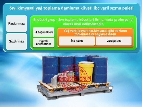 Sıvı toplama küveti,Kimyasal toplama paleti,Varil toplama paleti,Varil altlığı stoklama küveti,Varil stoklama paleti,Yağ toplama tavası,Yağ toplama kabı,Varil taşma teknesi,Döküntü ,yağ toplama küveti,Akaryakıt tankı taşma havuzu,Kimyasal,taşma havuzu,Kimyasal tank taşma havuzu,Yağ toplama küveti,Mekanik atık yağ toplama kabı,Atık yağ boşatma tankı,Yağ boşaltım tavası,Yağ toplama makinası,Yağ boşaltma tankları fiyatı,Varil taşıma ve stoklama istasyonları,Varil altı çevreleme paleti,Varil stoklama paleti fiyatları,Hazneli varil taşıma paleti,Varil istifleme sınırlama paleti,Plastik varil bidon paletleri,Küçük kimyasal bidon dolabı,Varil taşıma aparatı imalatı,Emniyetli varil kaldırma aparatı,Sızdırmaz atık sıvı toplama küvetleri,Galvaniz hazneli düz metal paletler,Döküntü muhafazalı varil arabası,Dökünü,çevreleme güvenlik kapları,Paslanmaz çelik taşma havuzları,Raf için taban küveti ızgarası,Varil rafı istifleme stoklama iskeleti,Varil boşatma aparatı,Çelik toplama retansiyon küveti,Motor karteri yağ toplama kabı,Izgaralı taşma kabı arabası,Kaçak sızıntı akıntı durdurma tavası,Tiner kutuları tenekesi damlama paleti,Solvent mürekkep toplama tavaları,Taşma paletli tehlikeli kimyasal dolapları,Varil için atık sıvı toplama küveti,İkili blok yapı sıvı toplama küveti,Dolum alanları için toplama küvetleri,Akülü forklift akü suyu sızıntı tavası,Toplama ve ikincil kaplar,Laboratuvar numune karıştırma tepsisi,Paslanmaz eczacılık tepsisi,Laboratuvar tüpleri tavaları,Ibc tankı toplama paleti,Ibc tankı stoklama küveti,Yağ toplama küveti,Tehlikeli kimyasal akıntı toplama küveti,Kimyasal döküntü toplama küveti,Tekerlekli varil taşıma paleti,Galvaniz paslanmaz çelik varil paleti,Varil zemin paletleri,Asit bidonu toplama tavası,Varil çelik paleti imalatı,Yağ atık tankı paleti,Kimyasal taşıma kapları,Asit sıçrama saçılma önleme paleti,Asit tavası karteri üretimi,Varil altı toplama küveti ,Taşma kabı karterleri,Taşma karter küveti Krom nikel taşma paleti tepsisi,Kimyasal taşırma kapları,Universal düz damlama paleti,Tekerlekli varil taşıma paleti,Varil iş güvenliği paleti,Döküntü toplama paletleri İstiflenebilir döküntü toplama paleti,Kimyasal çevre koruma küvetleri,Tehlikeli kimyasal toplama küveti,Taşma havuzu tepsileri,Varil depolamak için kaldırma aparatları Varil kaldırma makinası,İkincil sınırlama araçları,Hazneli varil döküntü sınırlama paletleri,Serpinti ikincil korumalar Kimyasal plastik bidon dolapları,Sızıntı kaçak durdurucular paletler,Varil yağ dolum istasyonu standları,Varil tipi sızıntı emniyet standı,Kullanılmış atık motor yağı toplama kabı,Üst üste geçmeli varil istifleme rafı,Döküntü önleme ve toplama tavası,Taşma havuzu hesabı yönetmelik,Sızma ve taşma önleyici tava,Taşma altlıklı kimyasal varil ibc dolabı,IBC tankı için sıvı toplama küvetler,Kombine atık sıvı toplama küveti,Trafo yağı sızıntı damlama tavası,Tehlikeli kimyasal toplama tavaları,Tehlikeli kimyasal taşıma arabası,Varil taşıma arabaları,Tank taşma havuzu,varil stoklama istasyonu,Kimyasal toplama teknesi,Yağ toplama tekneleri,Plastik kimyasal toplama küveti,Varil depolama boşaltma çevreleme paleti,Varil taşıma arabaları haznesi,Varil stoklama istasyonları,Yakıt tankı taşma havuzu,Kimyasal taşma kapları,Varil çevirme aparatı,Varil devirme makinası,Atık yağ toplama tankı kabı,Izgaralı küvet platformu,Izgaralı palet haznesi,Ibc tank zemin küveti altlığıIBC tank deposu paleti haznesi,Kimyasal taşma kabı,Asit havuzu platformları,Tekerlekli varil taşıma arabası,Varil taşıma arabaları hazneleri,Sızdırmaz metal küvetler,Raflar için sızdırma çelik sac küveti,Dökülme sınırlama eckleri,Dökülme sızıntı acil müdahale kapları,Tank konteyner için çelik toplama küveti,Varil stoklama için küvetli raf,Kimyasal madde dolapları için taban küvet,Varil ibc sızıntı koruma tavası fiyatları,Tank için atık döküntü yağ toplama paleti,Atık yağ petrol tankı taşma paleti,Mekanik pompalı atık yağ toplama kabı,Paslanmaz çelik kimyasal toplama küveti,Raflar için asılabilir ızgaralı taban küvetleri,Yağ toplama tepsili varil rafları,Döküntü önleme çevreleme kontrol paleti,Boya kutusu tenekeleri stoklama paleti,İstiflenebilir varil toplama küveti,İkili IBC tankı için toplama küveti,Taşma altlıklı varil dolabı