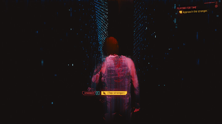 Johnny Silverhand'a benzeyen kırmızı bir figür fark edeceğiniz dijital bir ortam göreceksiniz - Cyberpunk 2077: Playing for Time - walkthrough - Act 2 - Cyberpunk 2077 Guide