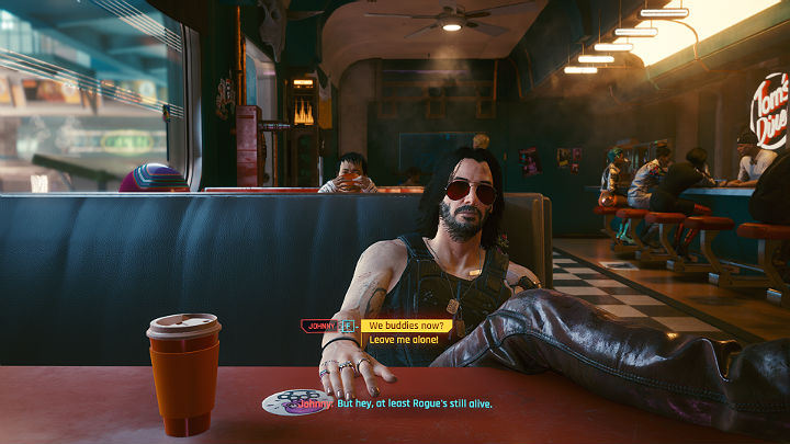 Uzun bir sohbetin ardından Takemura restorandan ayrılacak ve yerine Johnny geçecek - Cyberpunk 2077: Oyun Oynama - adım adım - 2. Perde - Cyberpunk 2077 Rehberi