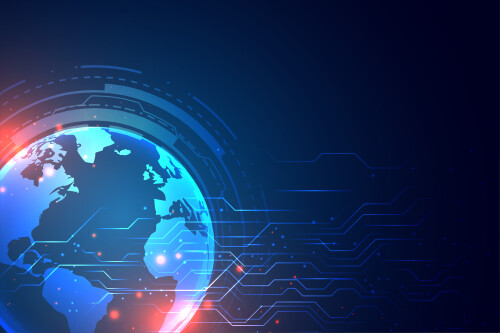 technology background with earth and circuit diagram