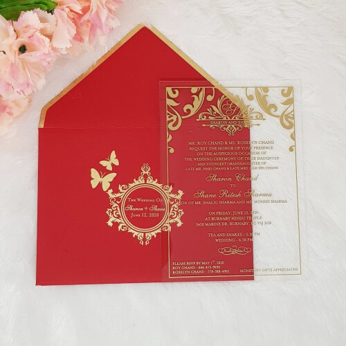 Handmade clear acrylic wedding invitations from YWI are available in clear Acrylic, frosted look with various colours such as golden, silver, etc. Order today for fast shipping!

https://www.yourweddinginvitation.com/collections/acrylic-wedding-invitations
