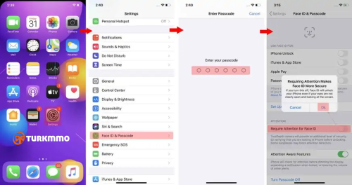 disable require attention on face id iphone ios 13