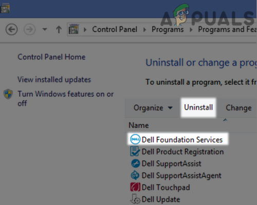 6. Uninstall Dell Foundation Services