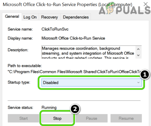 4.-Set-the-Startup-Type-of-Microsoft-Office-Click-to-Run-Service-to-Disabled-and-Stop-the-Service.png