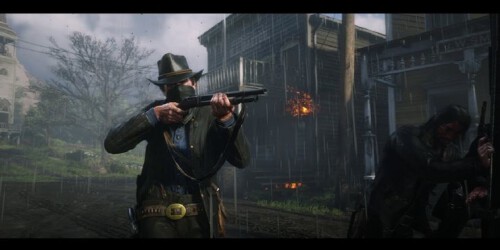 Red Dead Redemption 2 Arthur Shooting Wearing Bandana