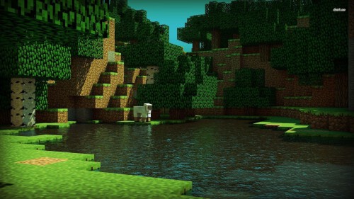 fond ecran minecraft lac mouton