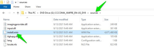copy install.wim file window 11