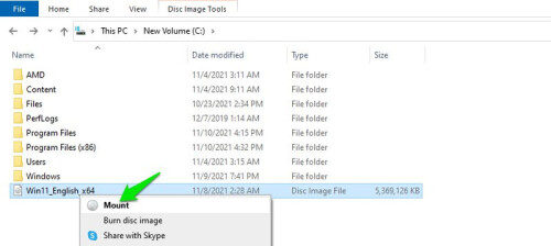 mount windows 11 iso