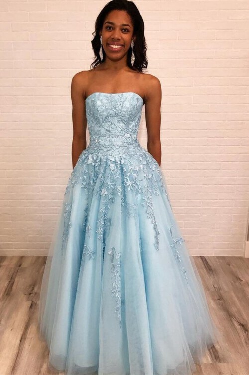 Dress link:https://bit.ly/3qOZabI
Style: A-line
Neckline: Strapless
Fabric: Tulle
Length: Floor-length
Waist: Nature
Embellishment: Appliques
Back Details: Zipper-up
Sleeve Length: Sleeveless
Color: Picture Color or custom color.
Size: Standard size or custom size.