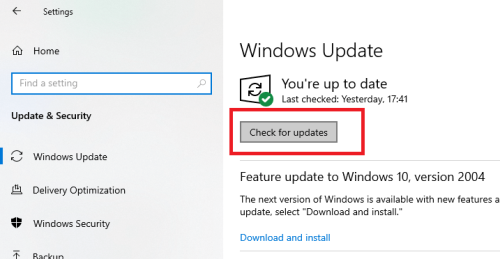 VIA WINDOWS UPDATE