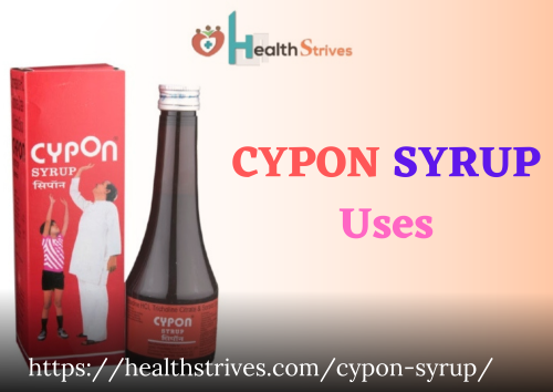 Cypon Syrup is a syrup of appetite which contains active ingredients Cyproheptadine and Tricholine. It is mostly used for anorexia and weight loss. It blocks the activity of serotonin, a chemical that suppresses appetite. This medicine acts as an appetite stimulant, which leads to increased appetite. It is also used to treat seasonal allergies such as itching, watery eyes, sneezing, cold and cough. To know more about it, click and visit Cypon Syrup Uses. Where you will find useful remedies related to skin, hair and health.
Visit - https://healthstrives.com/cypon-syrup/