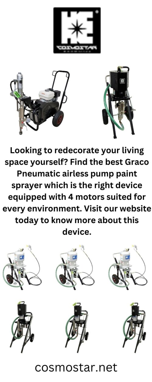 Cosmostar.net offers you this all-new Pneumatic airless sprayer at the sale price. We have a variety of budget-friendly options available for you. For more, visit our website.


https://www.cosmostar.net/product/airless-sprayer