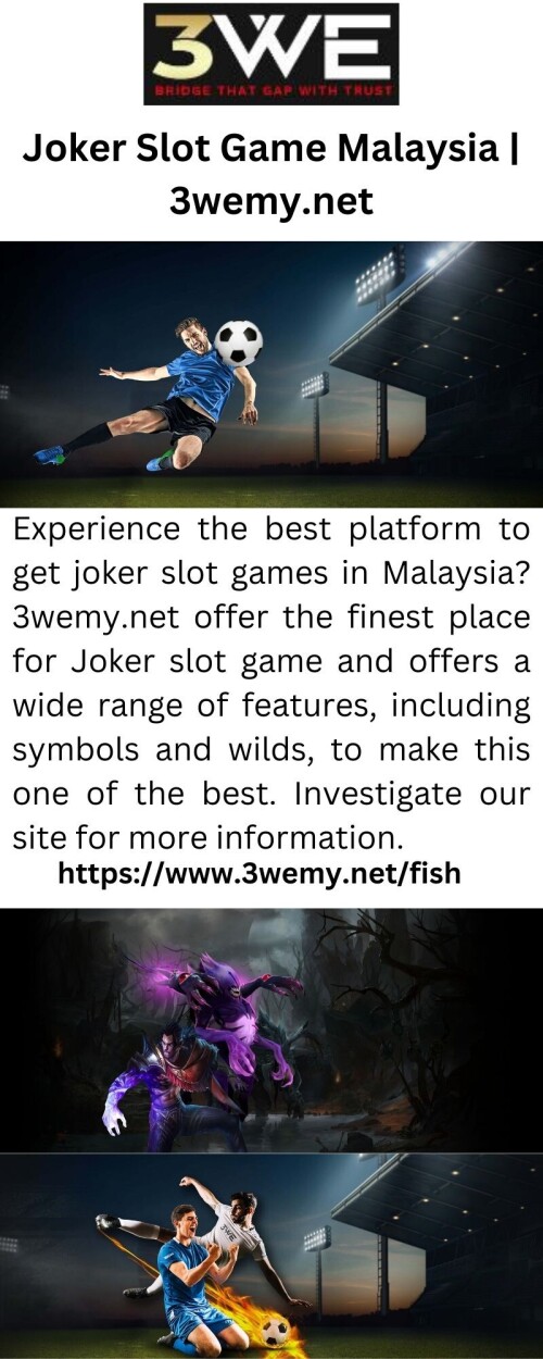 Experience the best platform to get joker slot games in Malaysia? 3wemy.net offer the finest place for Joker slot game and offers a wide range of features, including symbols and wilds, to make this one of the best. Investigate our site for more information.

https://www.3wemy.net/fish