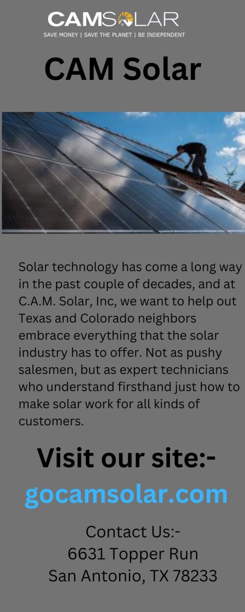 Looking for a solar power installer? Gocamsolar.com is the right place for you. We offer top-quality solar power installation services at an affordable price. We give satisfaction service to our customers. For further info, visit our site.https://www.gocamsolar.com/