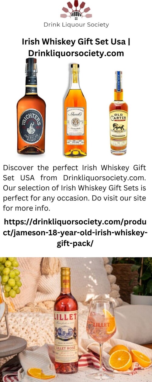 Discover the perfect Irish Whiskey Gift Set USA from Drinkliquorsociety.com. Our selection of Irish Whiskey Gift Sets is perfect for any occasion. Do visit our site for more info.

https://drinkliquorsociety.com/product/jameson-18-year-old-irish-whiskey-gift-pack/