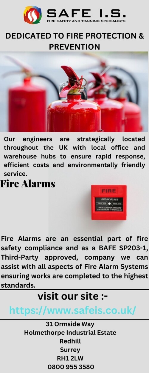 Safeis.co.uk are expert in fire alarm installation, providing a professional and reliable service to businesses and homes across the UK. Our skilled team members have a wide and varied portfolio of previous installations. Visit our site for more info.

https://www.safeis.co.uk/fire-alarms/fire-alarm-system-installation