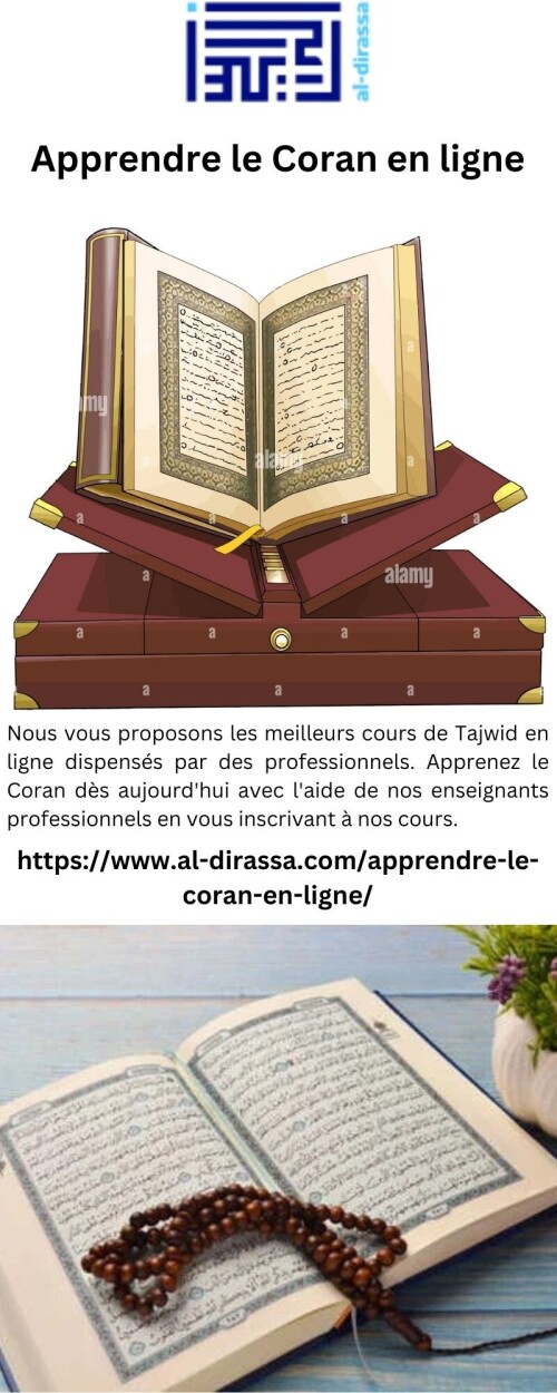 Nous vous proposons les meilleurs cours de Tajwid en ligne dispensés par des professionnels. Apprenez le Coran dès aujourd'hui avec l'aide de nos enseignants professionnels en vous inscrivant à nos cours.

https://www.al-dirassa.com/apprendre-le-coran-en-ligne/