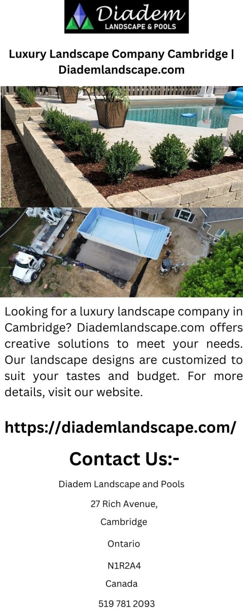Looking for a luxury landscape company in Cambridge? Diademlandscape.com offers creative solutions to meet your needs. Our landscape designs are customized to suit your tastes and budget. For more details, visit our website.

https://diademlandscape.com/