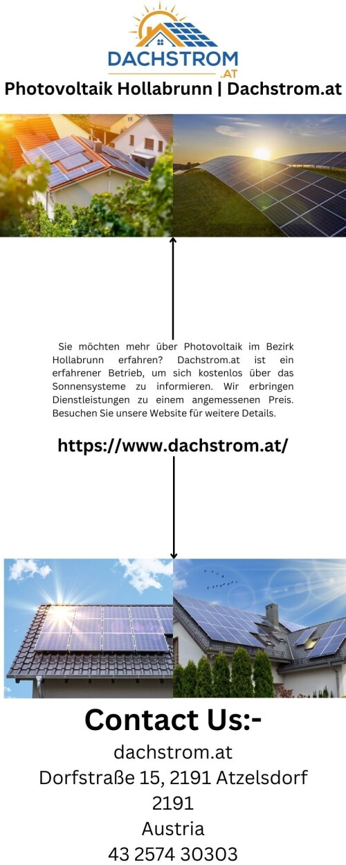 Sie möchten mehr über Photovoltaik im Bezirk Hollabrunn erfahren? Dachstrom.at ist ein erfahrener Betrieb, um sich kostenlos über das Sonnensysteme zu informieren. Wir erbringen Dienstleistungen zu einem angemessenen Preis. Besuchen Sie unsere Website für weitere Details.

https://www.dachstrom.at/