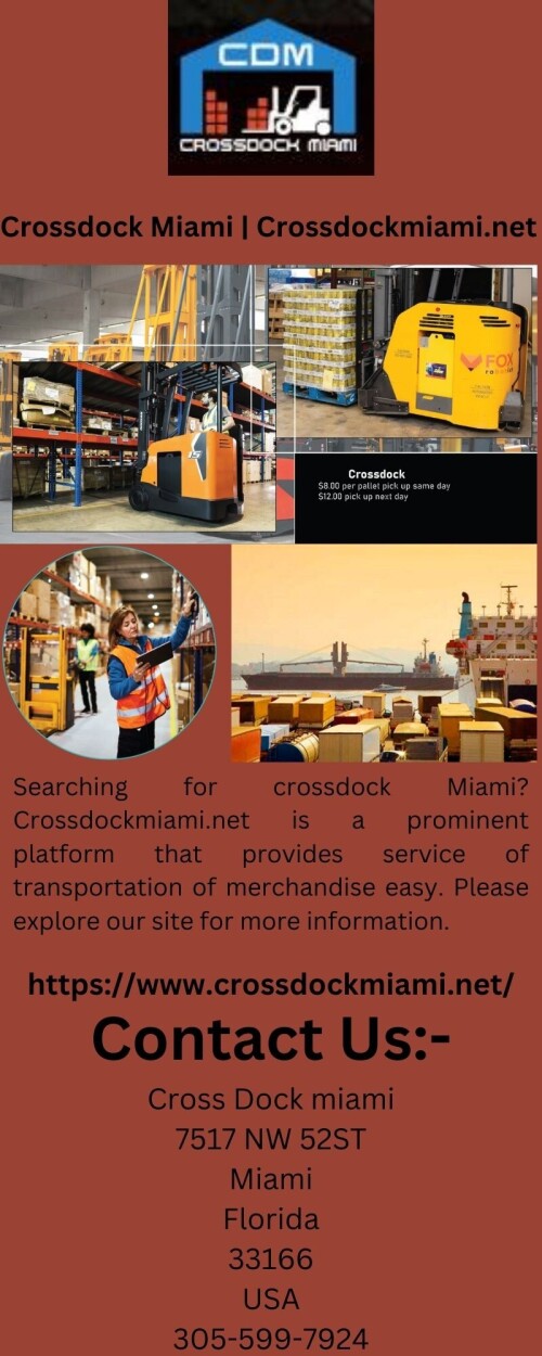 Searching for crossdock Miami? Crossdockmiami.net is a prominent platform that provides service of transportation of merchandise easy. Please explore our site for more information.

https://www.crossdockmiami.net/