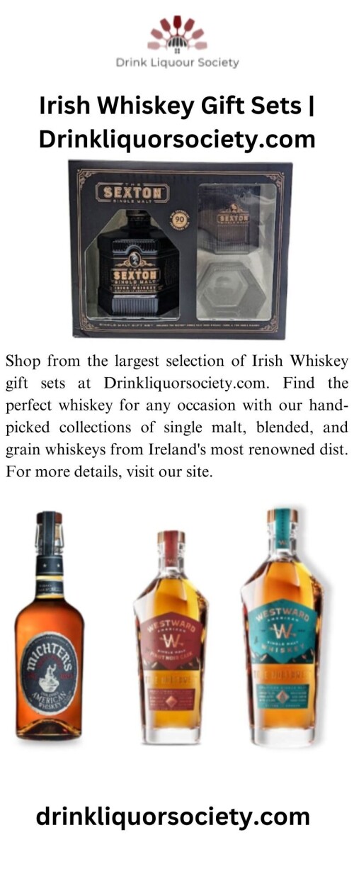 Shop from the largest selection of Irish Whiskey gift sets at Drinkliquorsociety.com. Find the perfect whiskey for any occasion with our hand-picked collections of single malt, blended, and grain whiskeys from Ireland's most renowned dist. For more details, visit our site.

https://drinkliquorsociety.com/product/the-sexton-single-malt-irish-whiskey-gift-set/