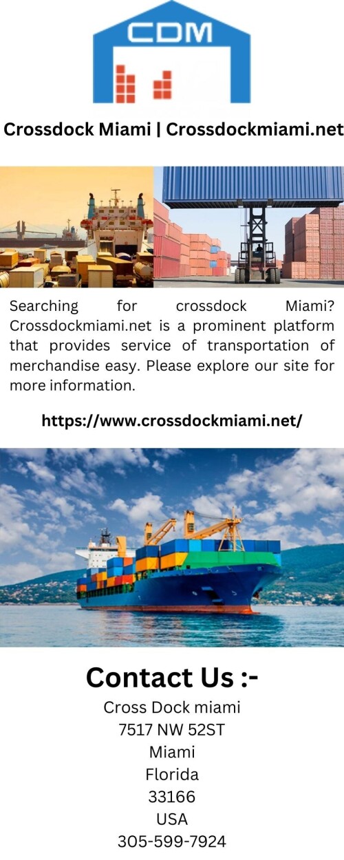 Searching for crossdock Miami? Crossdockmiami.net is a prominent platform that provides service of transportation of merchandise easy. Please explore our site for more information.


https://www.crossdockmiami.net/