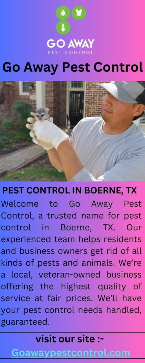 Keep pests out of your house! Goawaypestcontrol.com provides quick, dependable, and environmentally friendly pest control services to help you permanently get rid of pests. Eliminate your pests right now!

https://goawaypestcontrol.com/