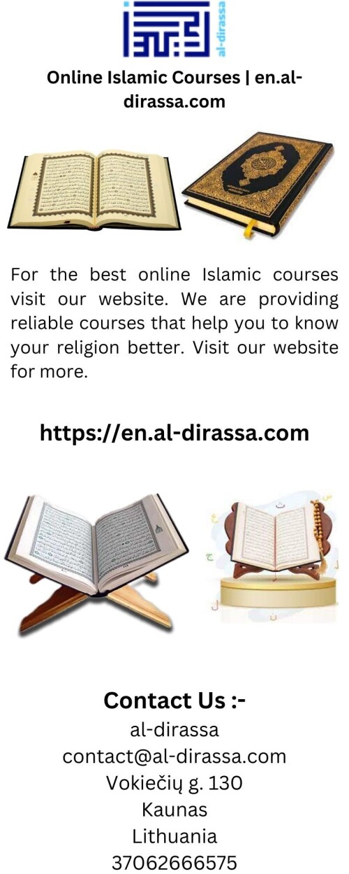 For the best online Islamic courses visit our website. We are providing reliable courses that help you to know your religion better. Visit our website for more.




https://en.al-dirassa.com/learn-islam-online/