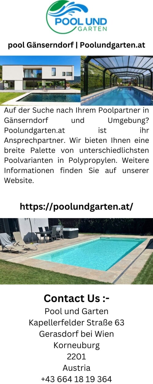 Auf der Suche nach Ihrem Poolpartner in Gänserndorf und Umgebung? Poolundgarten.at ist ihr Ansprechpartner. Wir bieten Ihnen eine breite Palette von unterschiedlichsten Poolvarianten in Polypropylen. Weitere Informationen finden Sie auf unserer Website.



https://poolundgarten.at/