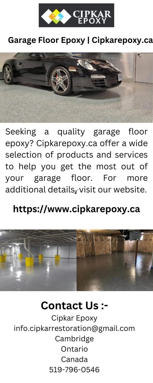 Seeking a quality garage floor epoxy? Cipkarepoxy.ca offer a wide selection of products and services to help you get the most out of your garage floor. For more additional details, visit our website.


https://www.cipkarepoxy.ca/epoxy-garage-floor