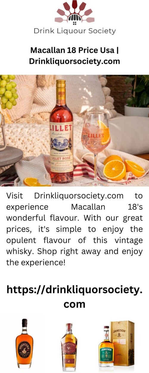 Visit Drinkliquorsociety.com to experience Macallan 18's wonderful flavour. With our great prices, it's simple to enjoy the opulent flavour of this vintage whisky. Shop right away and enjoy the experience!


https://drinkliquorsociety.com/product/the-macallan-sherry-oak-18-years-old-single-malt-scotch-whiskey/