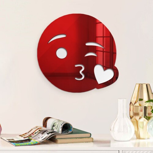 Add a touch of playfulness and style to your space with our Kiss Emoji Mirror. This unique wall decor piece features the iconic kiss emoji design, perfect for adding a fun and trendy vibe to any room. Shop now and bring a smile to your space with our Kiss Emoji Mirror.