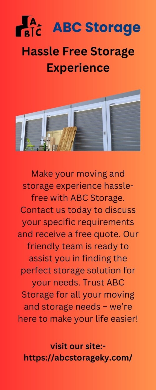 Abcstorageky.com offers secure, dependable storage facilities close by! With our top-notch storage solutions, you can have the piece of mind you deserve knowing that your possessions are secure and protected.


https://abcstorageky.com/