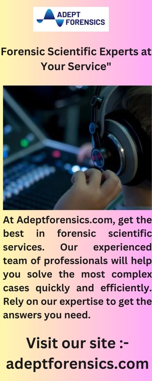 With the help of Adeptforensics.com, the top provider of forensic scientific services, learn the truth. With the assistance of our knowledgeable staff, you may find the truth and solve any mystery.


https://adeptforensics.com/