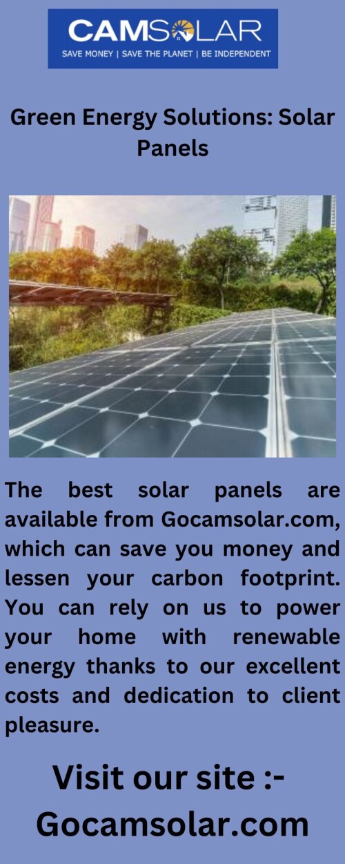 Gocamsolar.com provides the best systems solar solutions for your home. Our products are designed to be efficient, reliable, and cost-effective - giving you peace of mind and energy savings. Experience the power of solar today!


https://www.gocamsolar.com/solar-installation/solar-faq/
