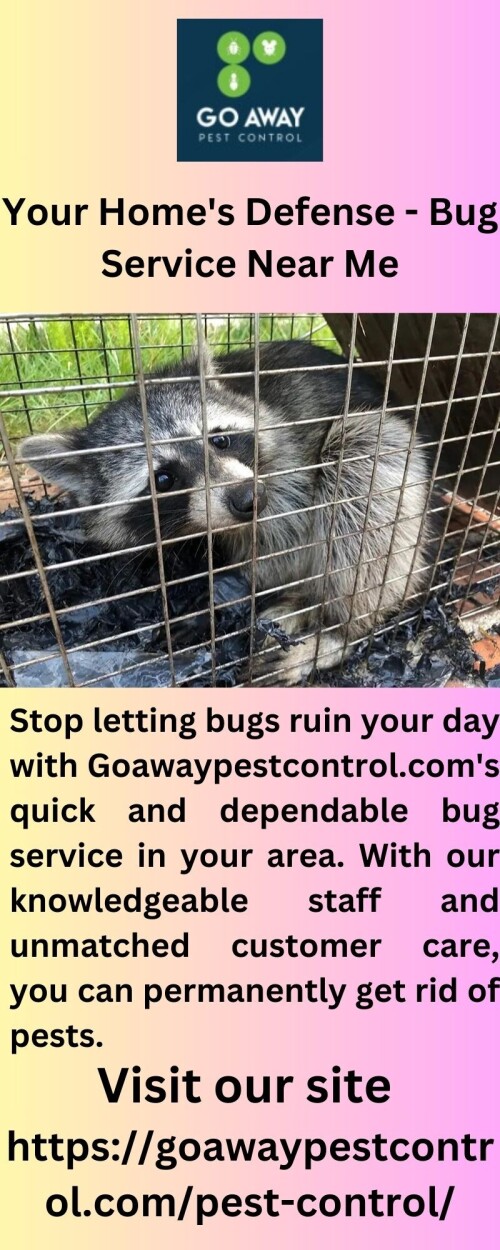Stop letting bugs ruin your day with Goawaypestcontrol.com's quick and dependable bug service in your area. With our knowledgeable staff and unmatched customer care, you can permanently get rid of pests.


https://goawaypestcontrol.com/pest-control/