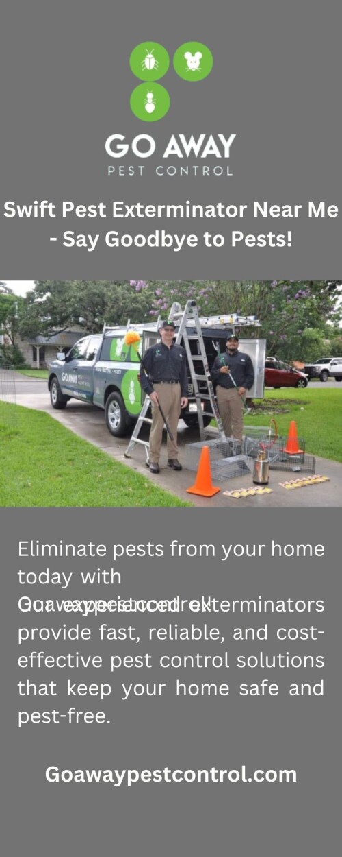 Eliminate pests from your home today with Goawaypestcontrol.com! Our experienced exterminators provide fast, reliable, and cost-effective pest control solutions that keep your home safe and pest-free.

https://goawaypestcontrol.com/
