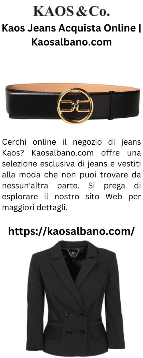 Cerchi online il negozio di jeans Kaos? Kaosalbano.com offre una selezione esclusiva di jeans e vestiti alla moda che non puoi trovare da nessun'altra parte. Si prega di esplorare il nostro sito Web per maggiori dettagli.

https://kaosalbano.com/