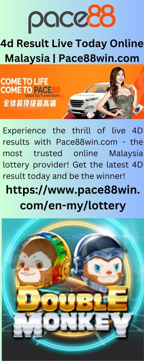 Experience the thrill of live 4D results with Pace88win.com - the most trusted online Malaysia lottery provider! Get the latest 4D result today and be the winner!

https://www.pace88win.com/en-my/lottery