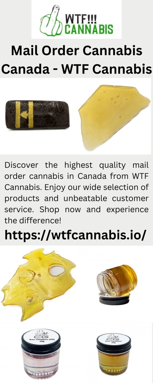 Discover the highest quality mail order cannabis in Canada from WTF Cannabis. Enjoy our wide selection of products and unbeatable customer service. Shop now and experience the difference!

https://wtfcannabis.io/