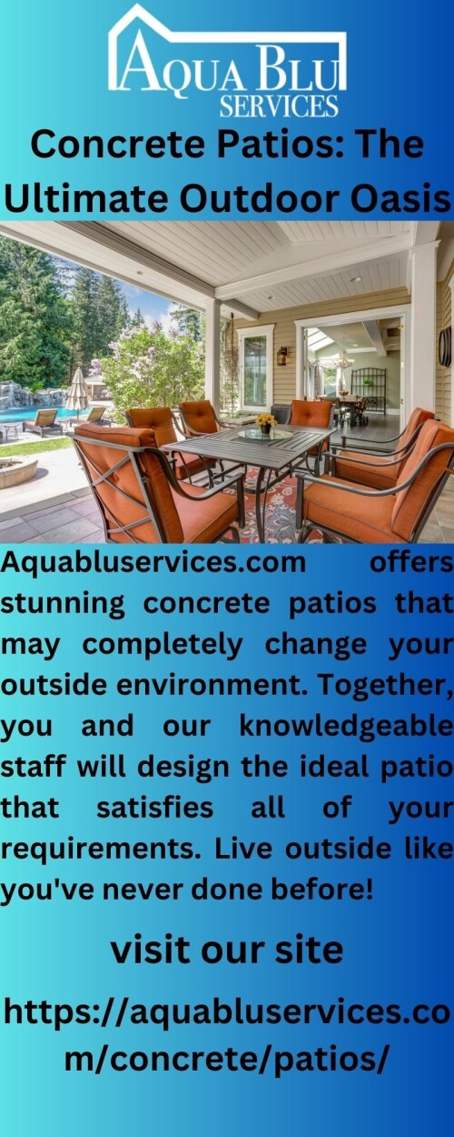 Discover the perfect concrete solution for your project with Aquabluservices.com. Our trusted brand provides high quality, durable concrete with unbeatable customer service. Let us help you make your project a success!

https://aquabluservices.com/concrete/