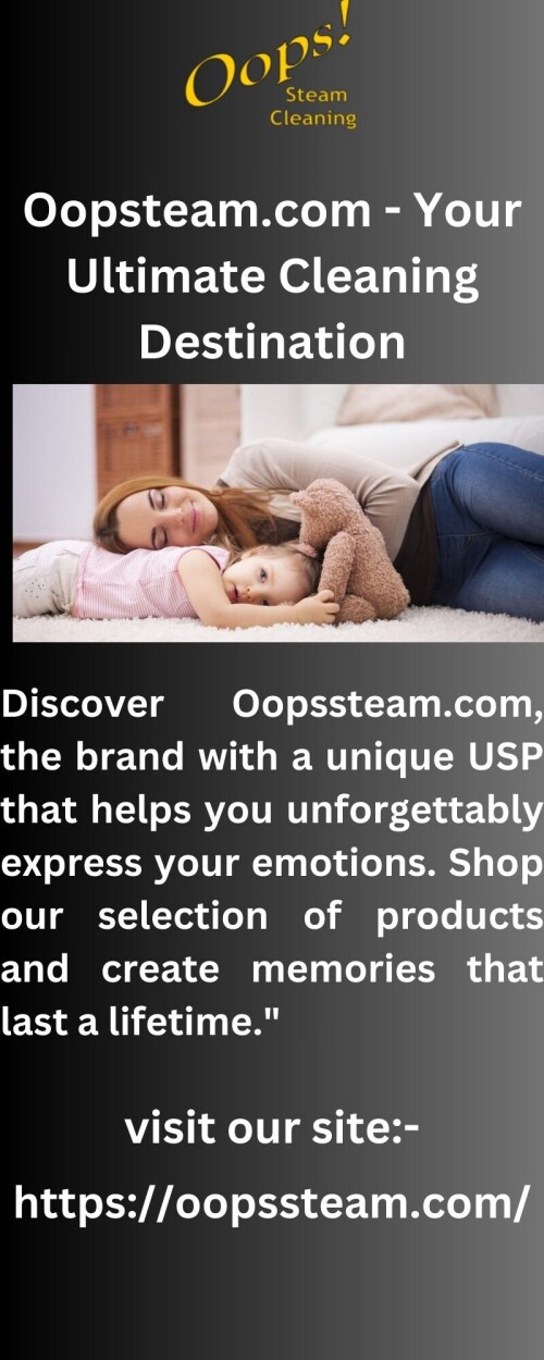 Experience the ultimate in deep cleaning with OopsSteam.com! Our revolutionary steam-cleaning technology removes dirt, grime, and bacteria quickly and efficiently, leaving your home sparkling clean. Try it today and see the difference!

https://oopssteam.com/tomball/carpet-cleaning/
