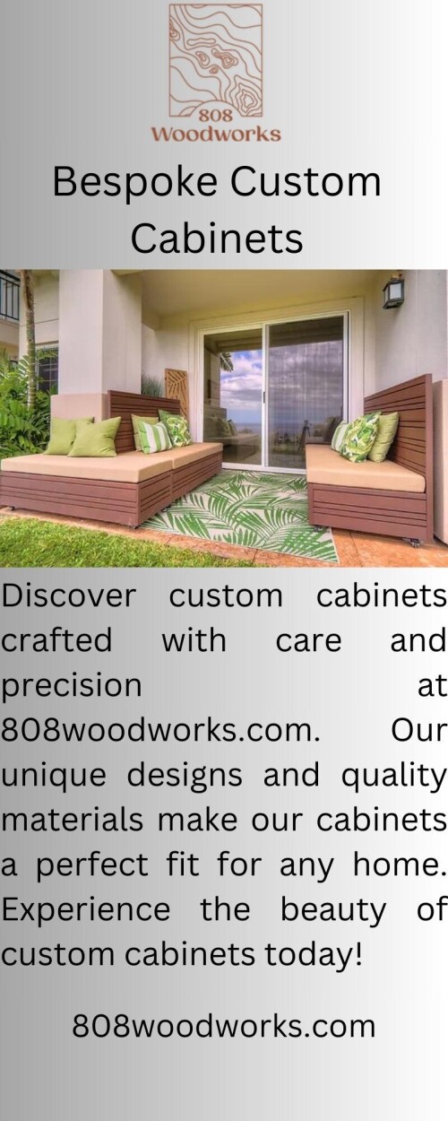 Let 808woodworks.com craft your dream custom cabinets! Our commitment to quality and attention to detail ensures that your cabinets will be both functional and beautiful. Experience the difference today!

https://www.808woodworks.com/murphy-beds/