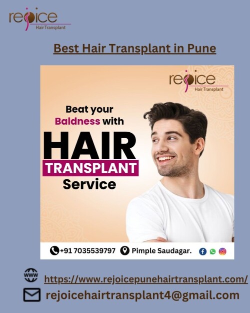 Dr. Shankar Sawant, when he founded Rejoice™ had only one thing in mind.He wanted to provide world-class services of hair transplant in India. And since 2002, we’ve been helping people fight hair loss and baldness.Team Rejoice™ is one of the best hair transplant teams in India.Our experienced doctors led by Dr. Shankar Sawant are experts in their respective domains. They are humble and passionate about serving people. Rejoice gives Best Hair Transplant in Pune 
View More at: https://www.rejoicepunehairtransplant.com/