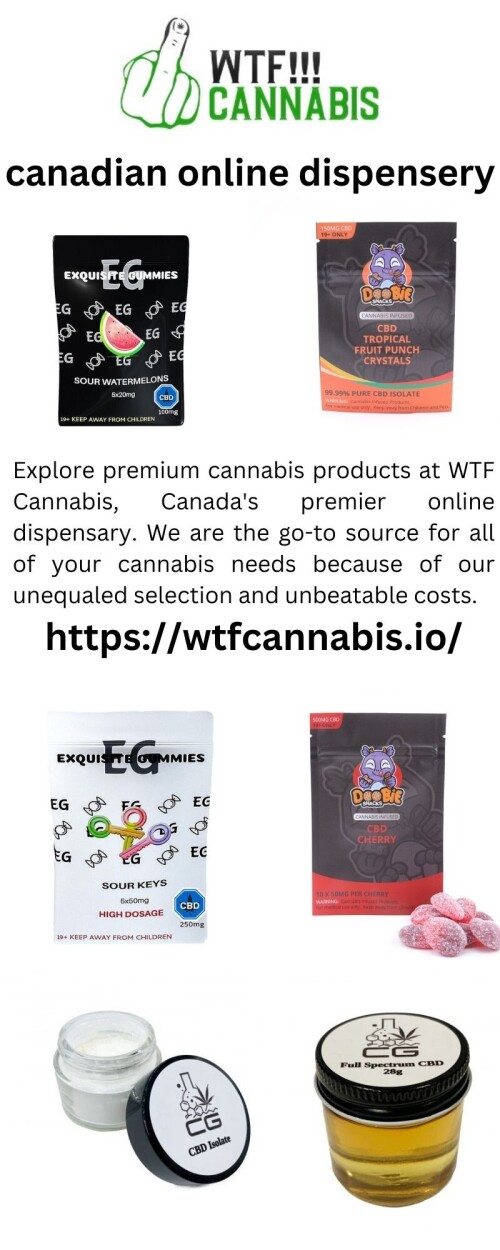 Explore premium cannabis products at WTF Cannabis, Canada's premier online dispensary. We are the go-to source for all of your cannabis needs because of our unequaled selection and unbeatable costs.


https://wtfcannabis.io/