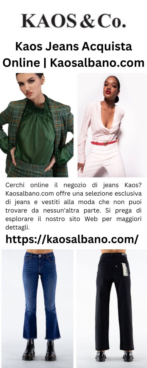 Cerchi online il negozio di jeans Kaos? Kaosalbano.com offre una selezione esclusiva di jeans e vestiti alla moda che non puoi trovare da nessun'altra parte. Si prega di esplorare il nostro sito Web per maggiori dettagli.

https://kaosalbano.com/
