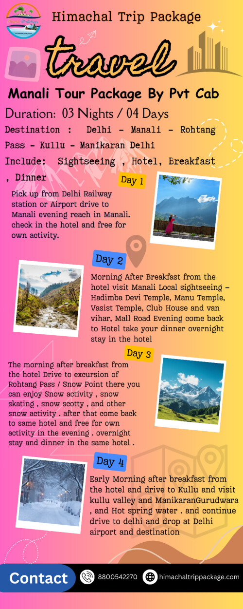 Embark on an unforgettable journey with Himachal Trip Package, your gateway to the breathtaking landscapes of Himachal Pradesh. 
Get more information at: https://www.himachaltrippackage.com
